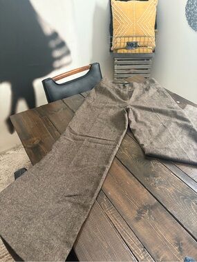 Brown wool Tweed Dress Pants